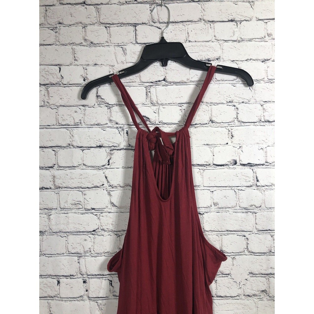 Caslon Women's Maxi Dress Halter Neck Tiered Knit Maroon Red XXL - Picture 2 of 7